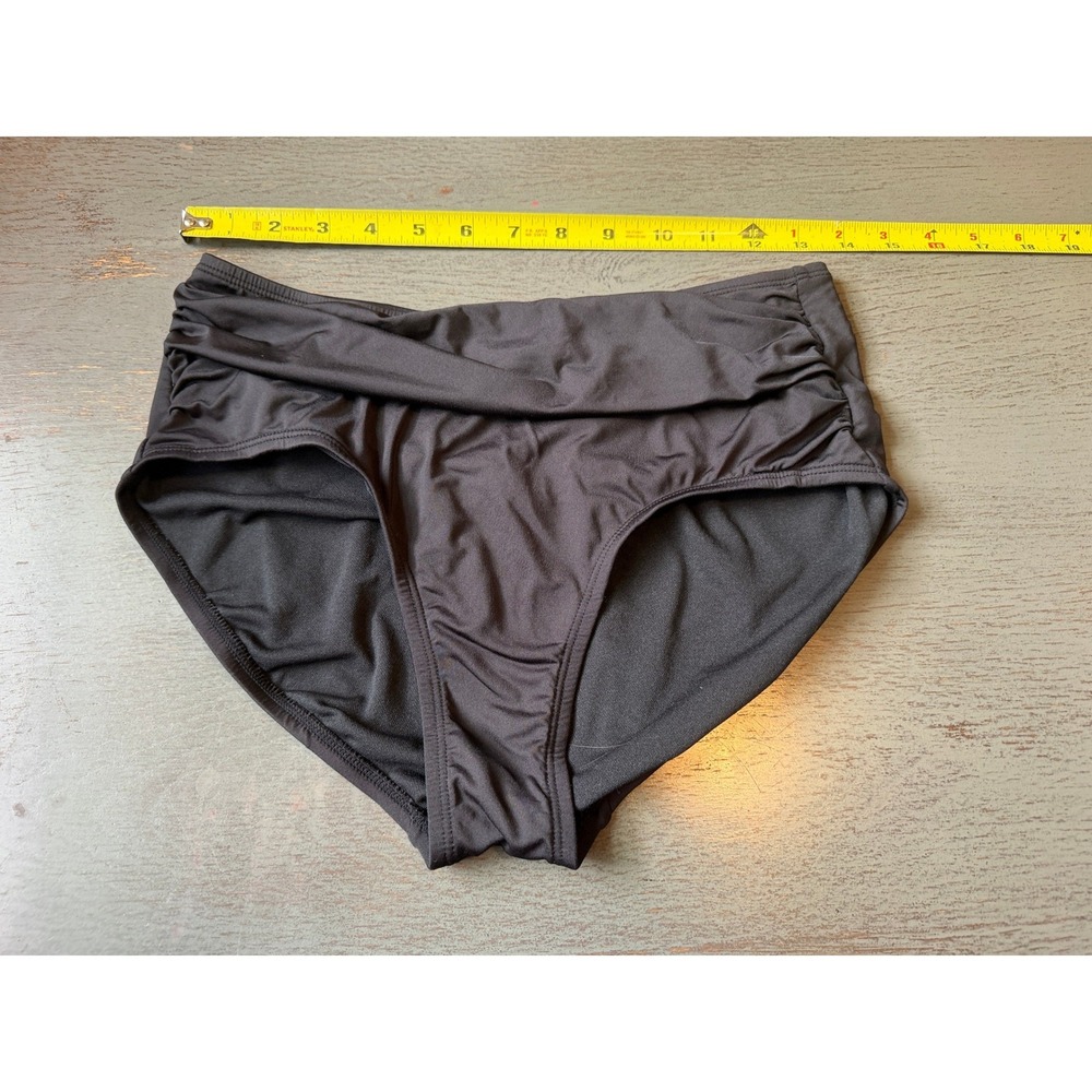 Merona Womens Black High Waisted Ruched Bikini Bottoms Size M Full Coverage